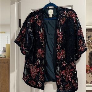 A Pictures Worth Embroidered Velvet Jacket - S